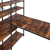 Office Desk with 10 Shelves - Rustic Wood Finish | Industrial Style