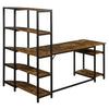 Office Desk with Shelves - Wood Finish | Industrial Style