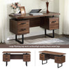 Office Desk with Cabinets - Wood Finish