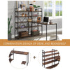 Office Desk with 10 Shelves - Rustic Wood Finish | Industrial Style