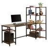 Office Desk with Shelves - Wood Finish | Industrial Style