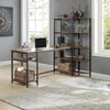 Office Desk with Shelves - Wood Finish | Industrial Style