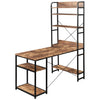 Office Desk with 5 Tier Shelf - Wood Finish