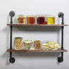 2 Tier Industrial Pipe Shelf Pine Wood