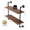 2 Tier Industrial Pipe Shelf Pine Wood