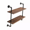 2 Tier Industrial Pipe Shelf Pine Wood