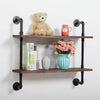 2 Tier Industrial Pipe Shelf Pine Wood