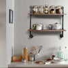 2 Tier Industrial Pipe Shelf Pine Wood